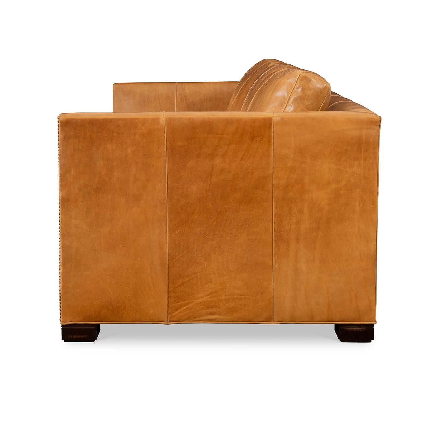 North American Modern Leather Thorpe Sofa For Sale