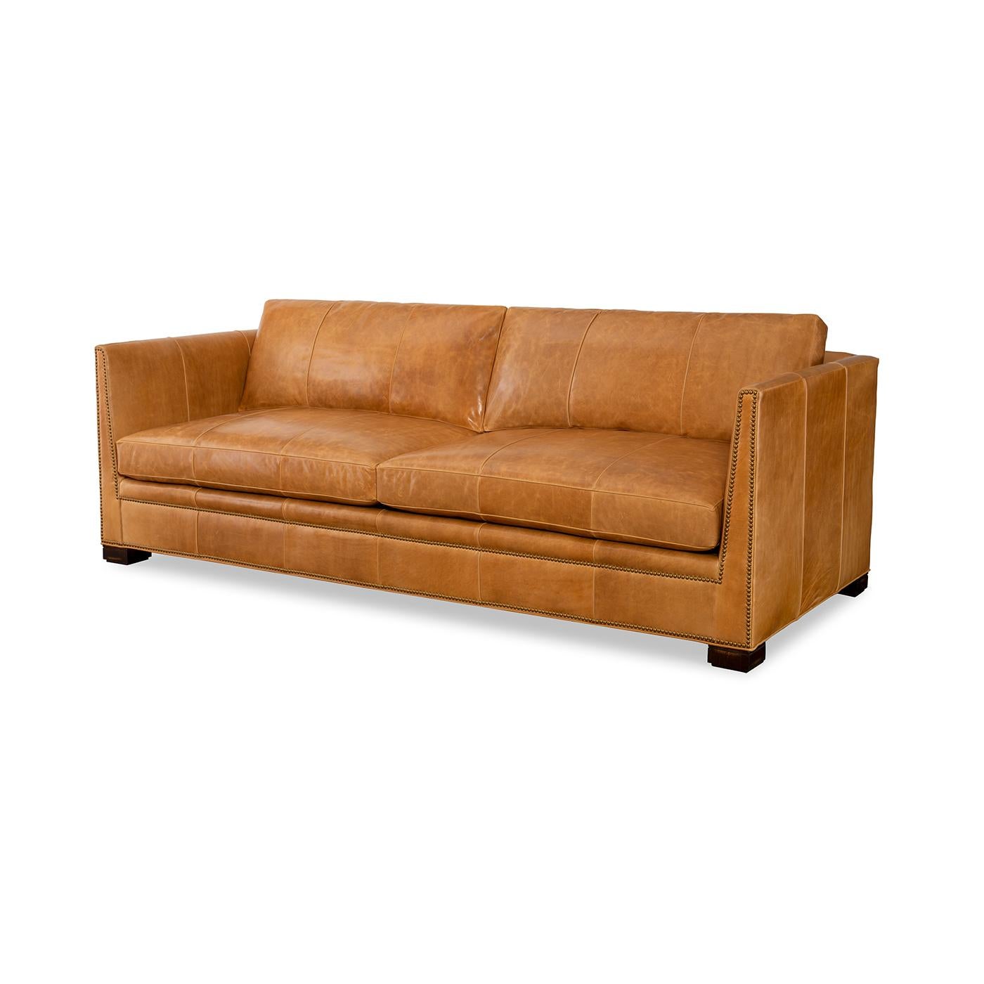 Contemporary Modern Leather Thorpe Sofa For Sale