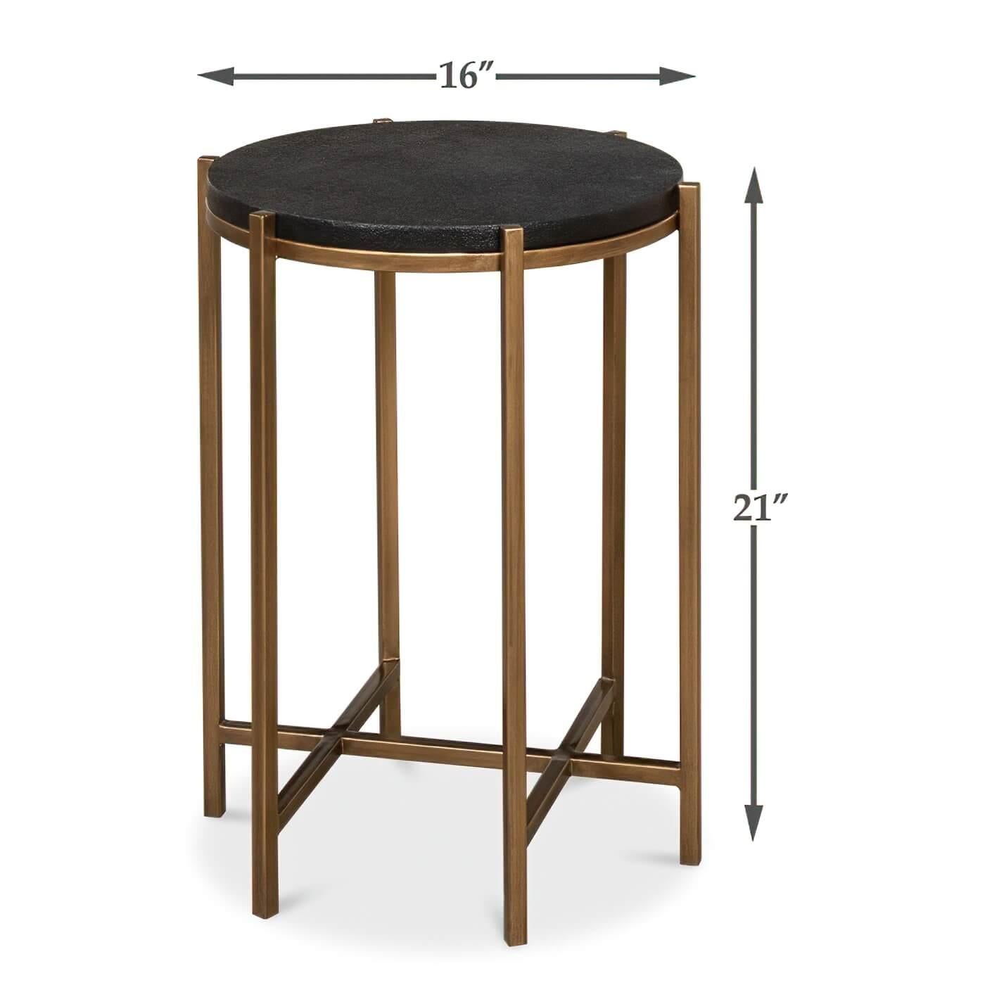 Metal Modern Leather Top Accent Table For Sale
