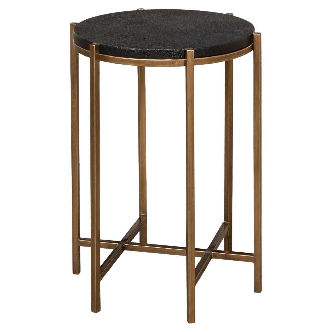 Modern Leather Top Accent Table For Sale