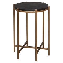 Modern Leather Top Accent Table