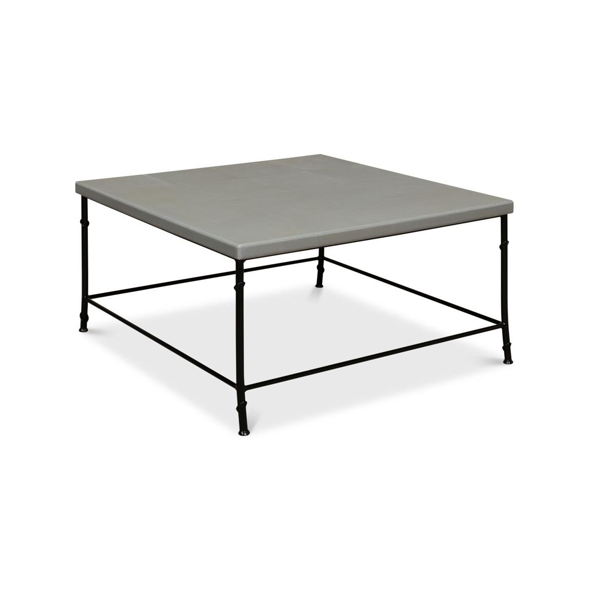 Modern Leather Top Coffee Table For Sale 4