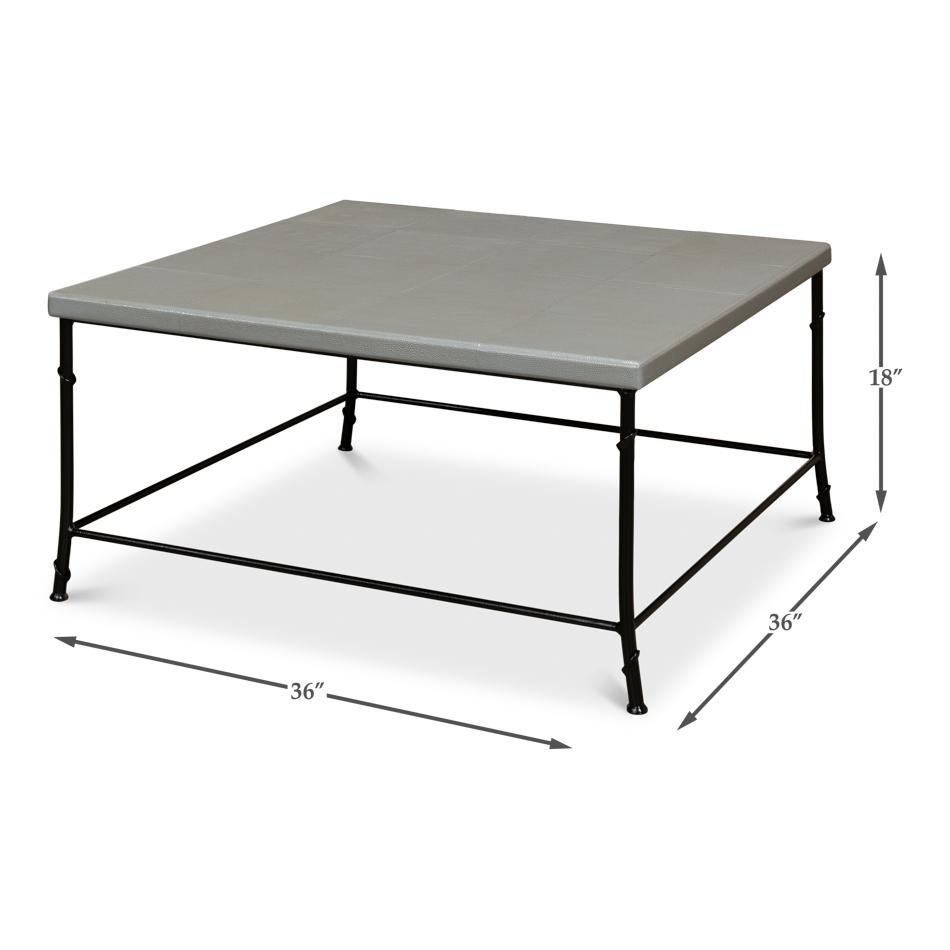 Modern Leather Top Coffee Table For Sale 5