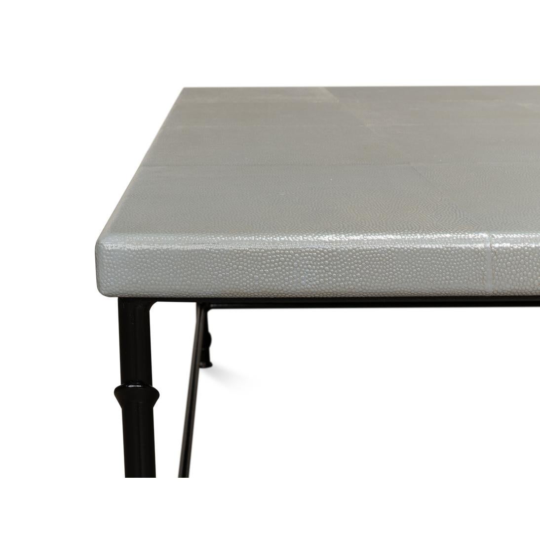 Contemporary Modern Leather Top Coffee Table For Sale