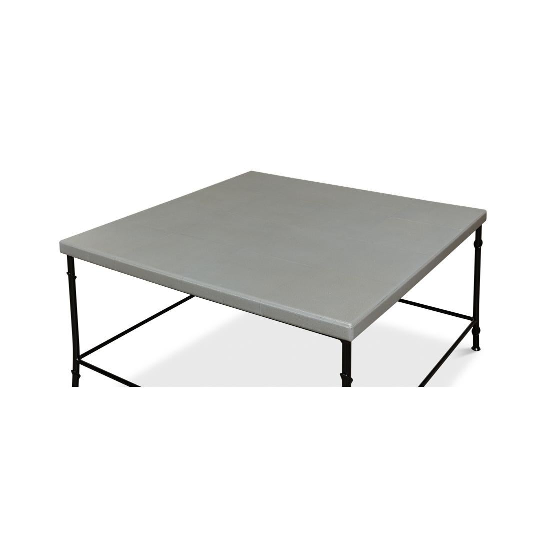Modern Leather Top Coffee Table For Sale 2