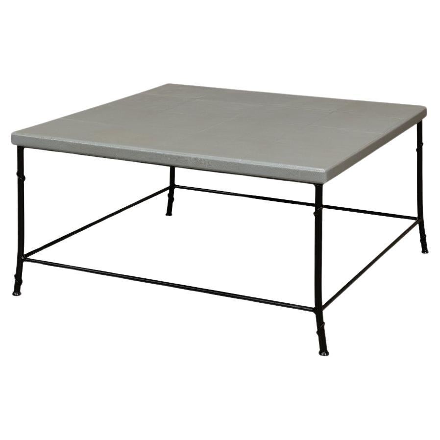 Modern Leather Top Coffee Table For Sale