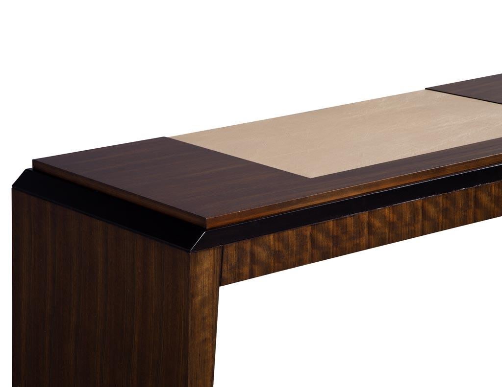 Modern Leather Top Desk in Zebra Wood 4