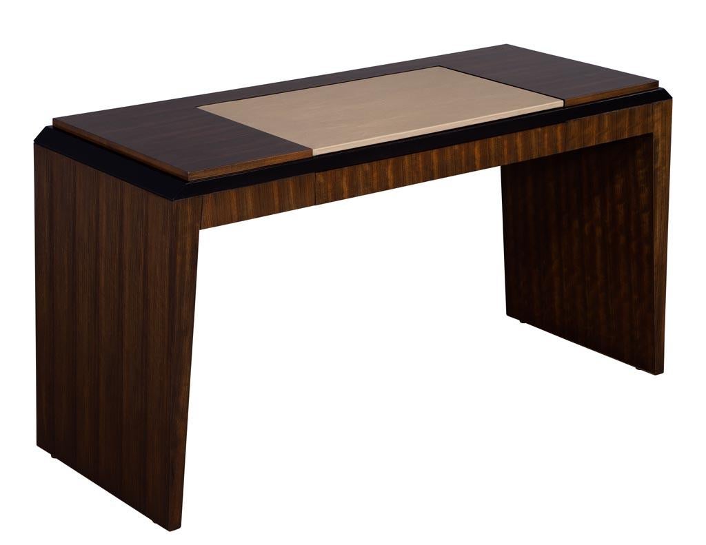 American Modern Leather Top Desk in Zebra Wood