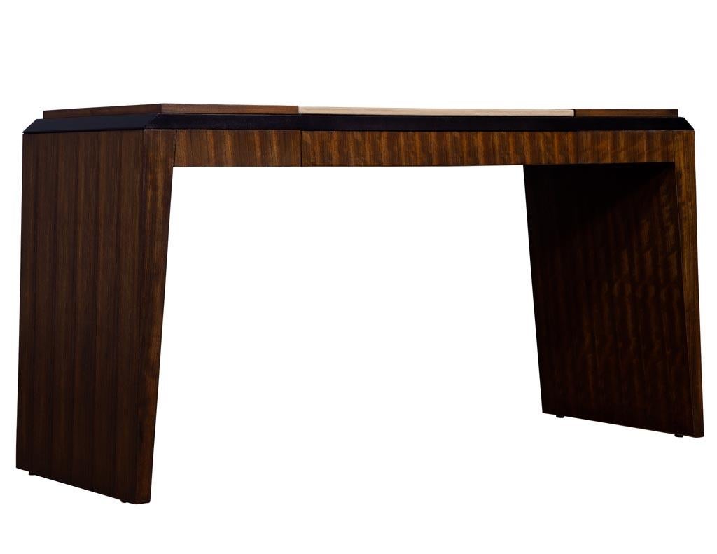 Contemporary Modern Leather Top Desk in Zebra Wood