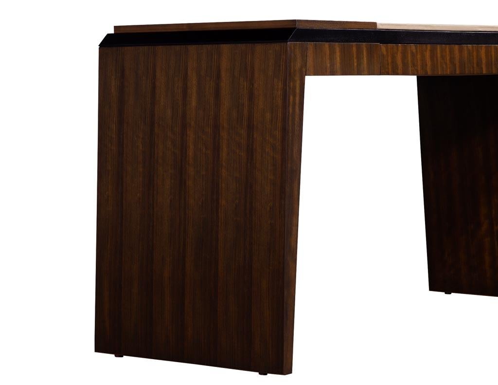 Modern Leather Top Desk in Zebra Wood 1