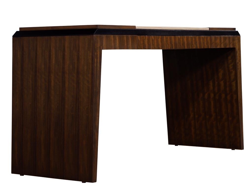 Modern Leather Top Desk in Zebra Wood 2