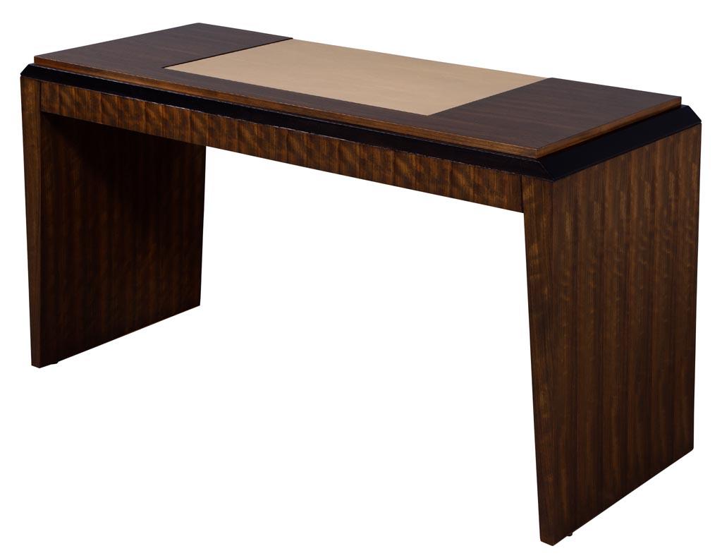 Modern Leather Top Desk in Zebra Wood 3