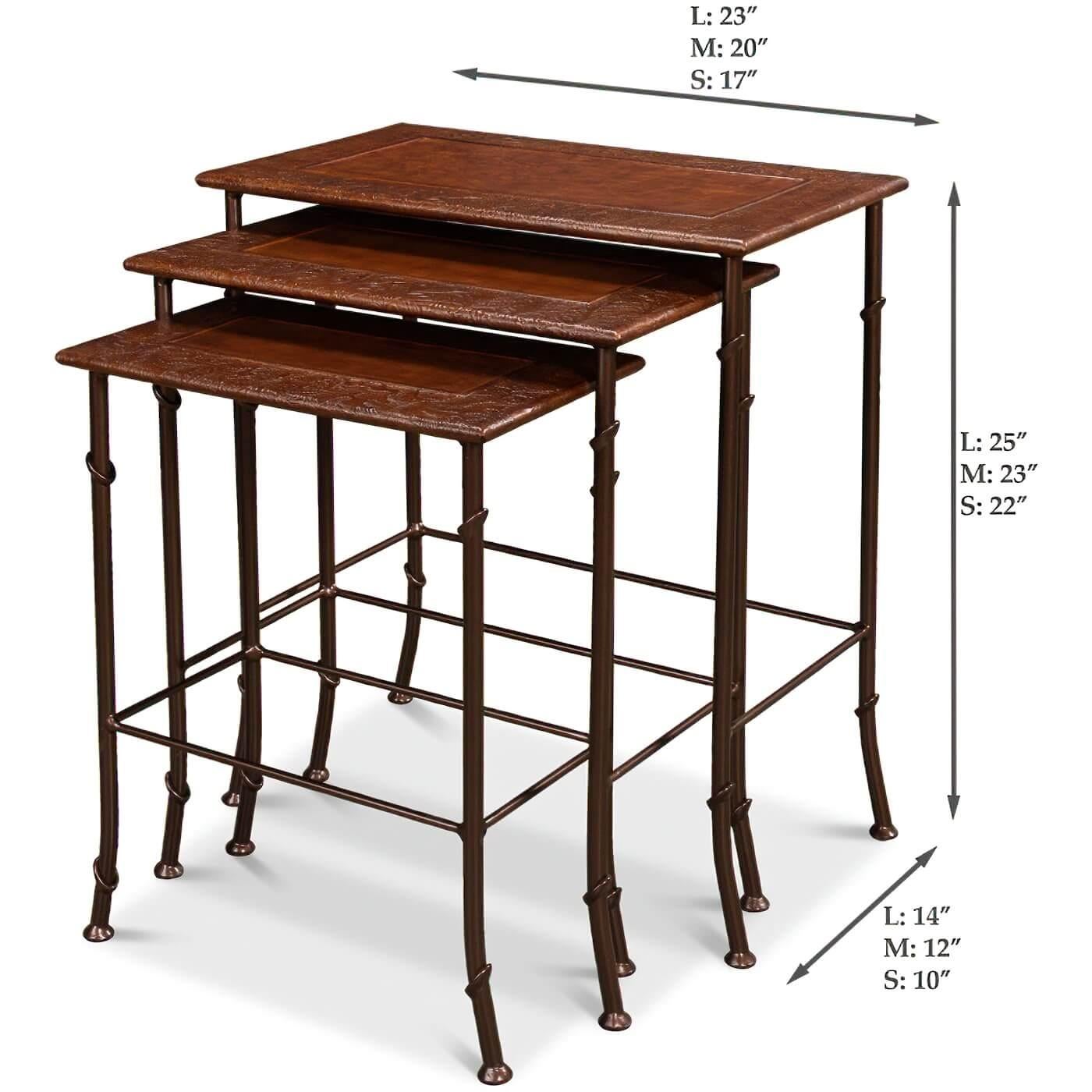 Modern Leather-Top Nesting Tables For Sale 4