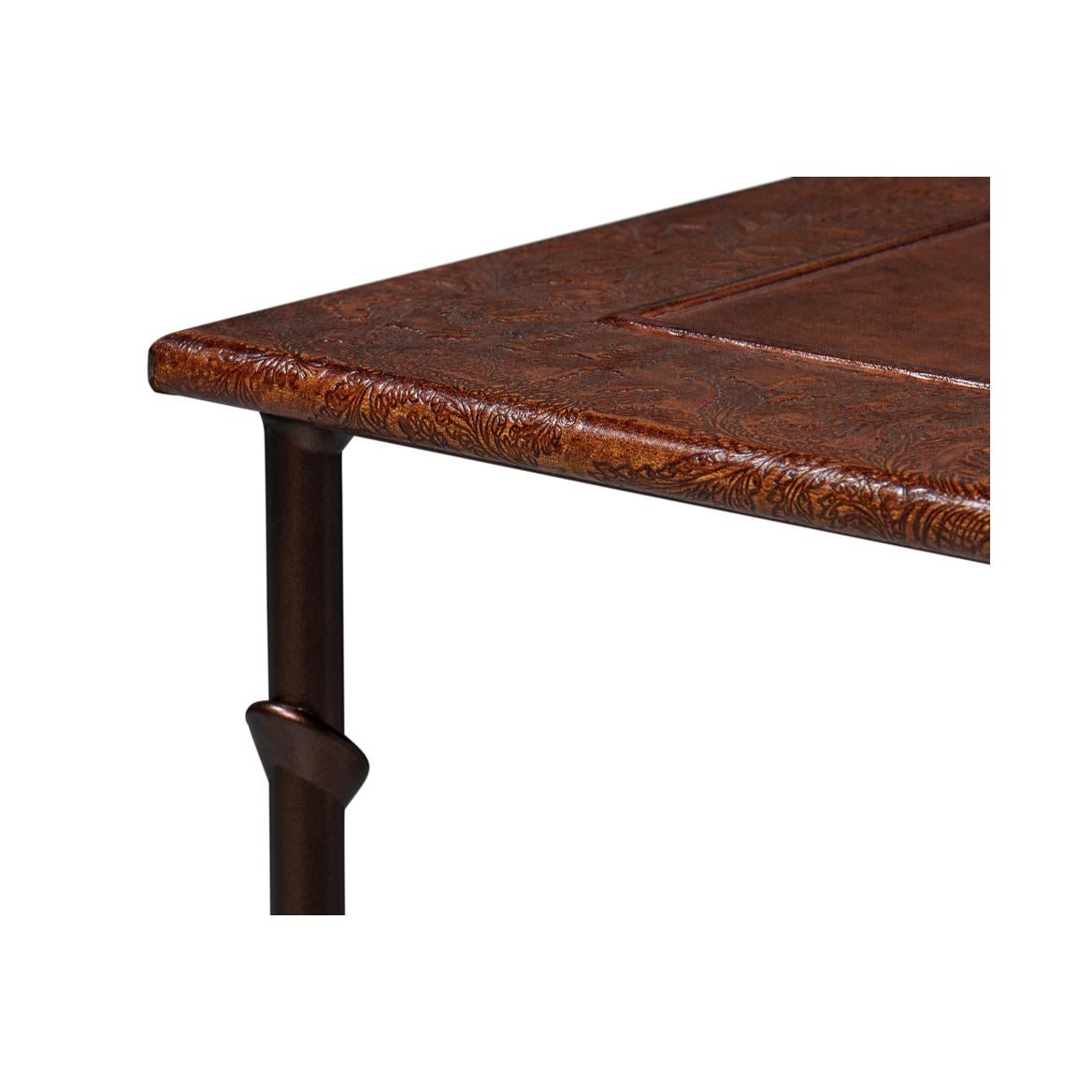 Asian Modern Leather-Top Nesting Tables For Sale
