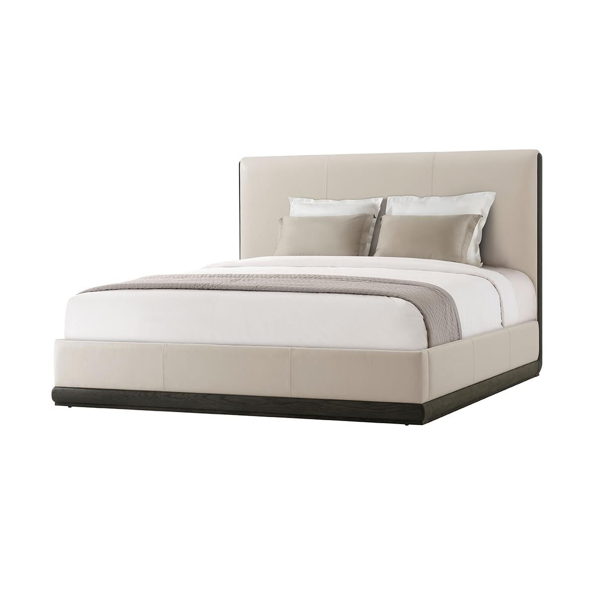 Modern Leather Upholstered California King Bed For Sale
