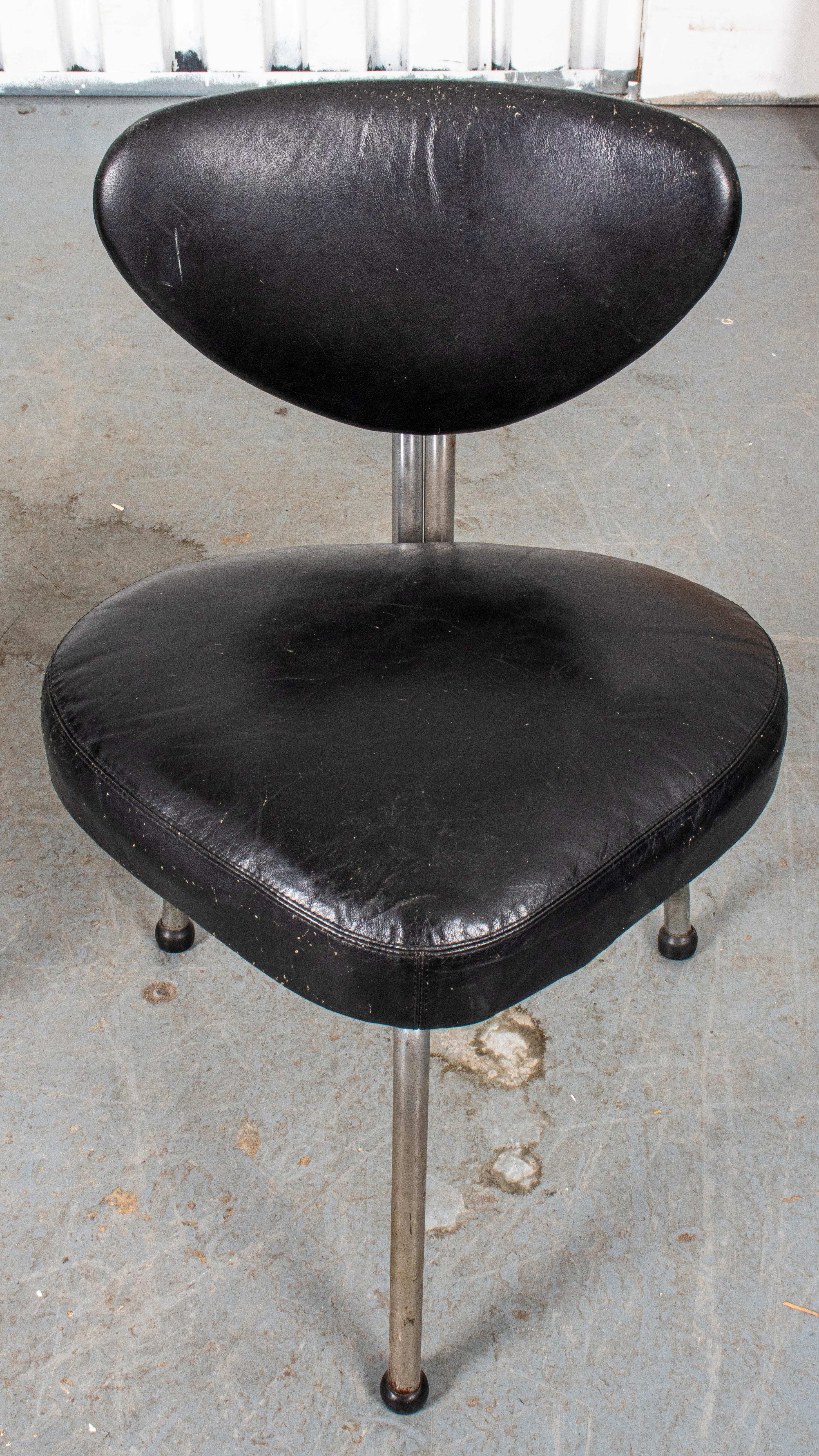 Modern Leather Upholstered Side Chairs, Pair 5