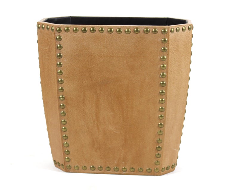 Modern Leather Waste Paper Basket at 1stDibs