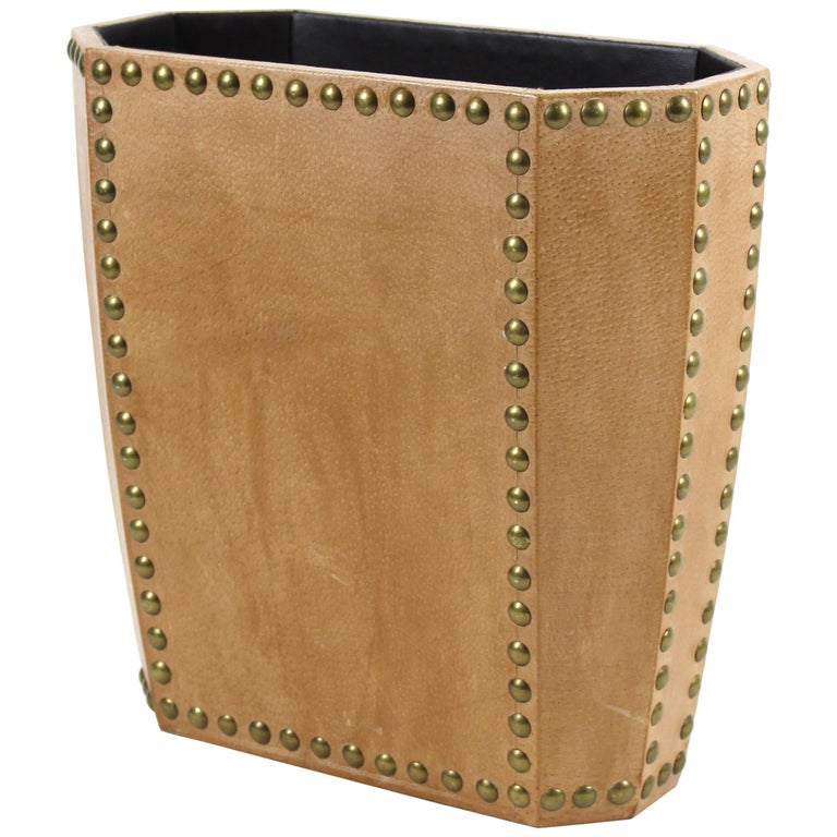 Modern Leather Waste Paper Basket at 1stDibs