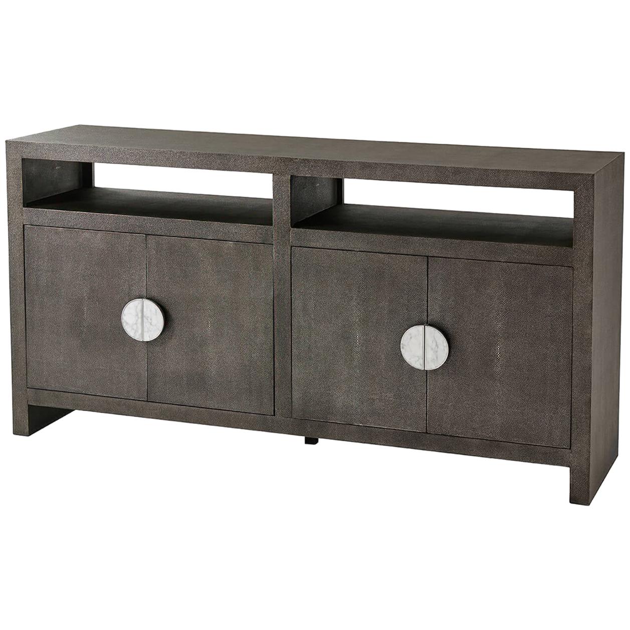 Modern Leather Wrapped Buffet For Sale