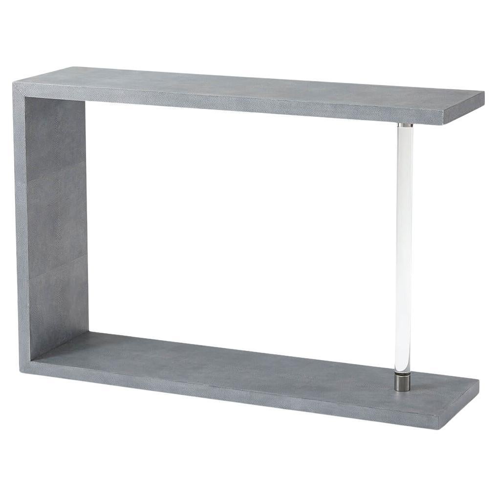 Modern Leather Wrapped Console Table For Sale