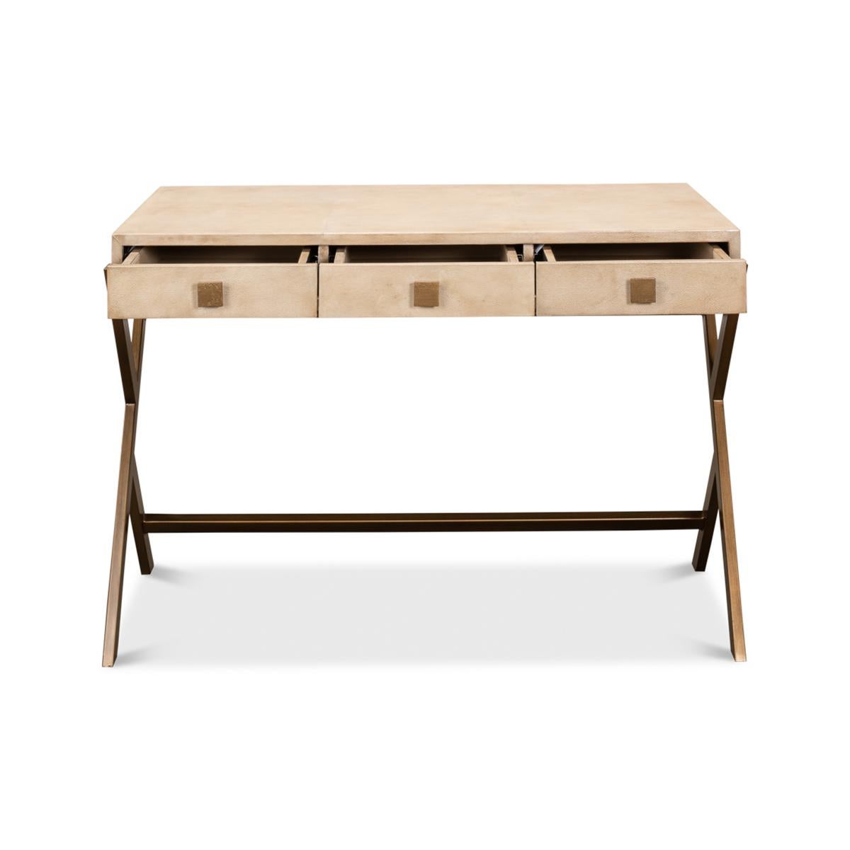 Asian Modern Leather Wrapped Dressing Table