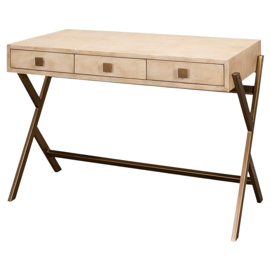 Modern Leather Wrapped Dressing Table For Sale