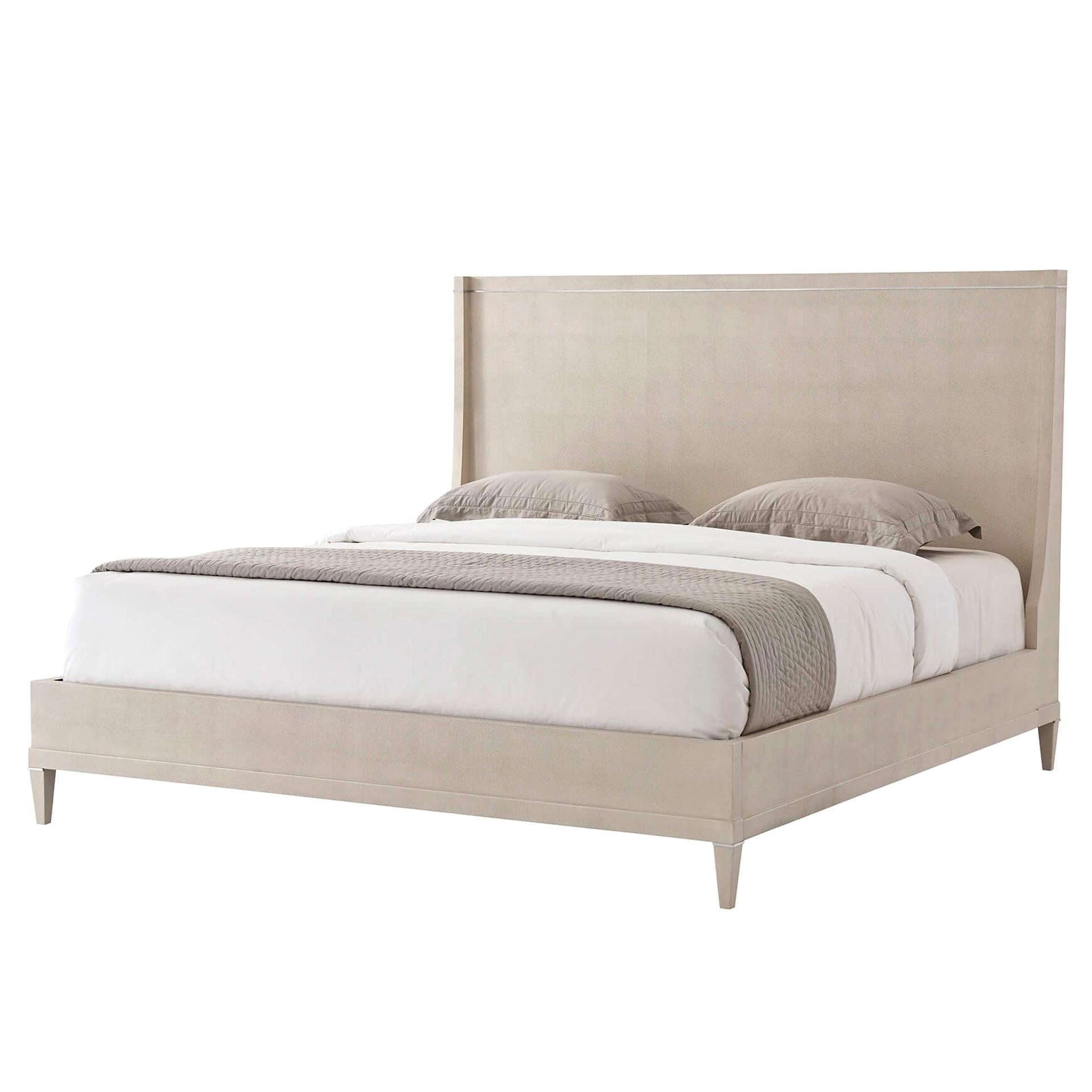 Modern Leather Wrapped King Size Bed For Sale