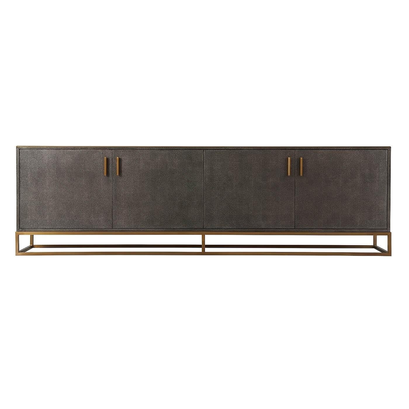 Modern Leather Wrapped Media For Sale at 1stDibs console table