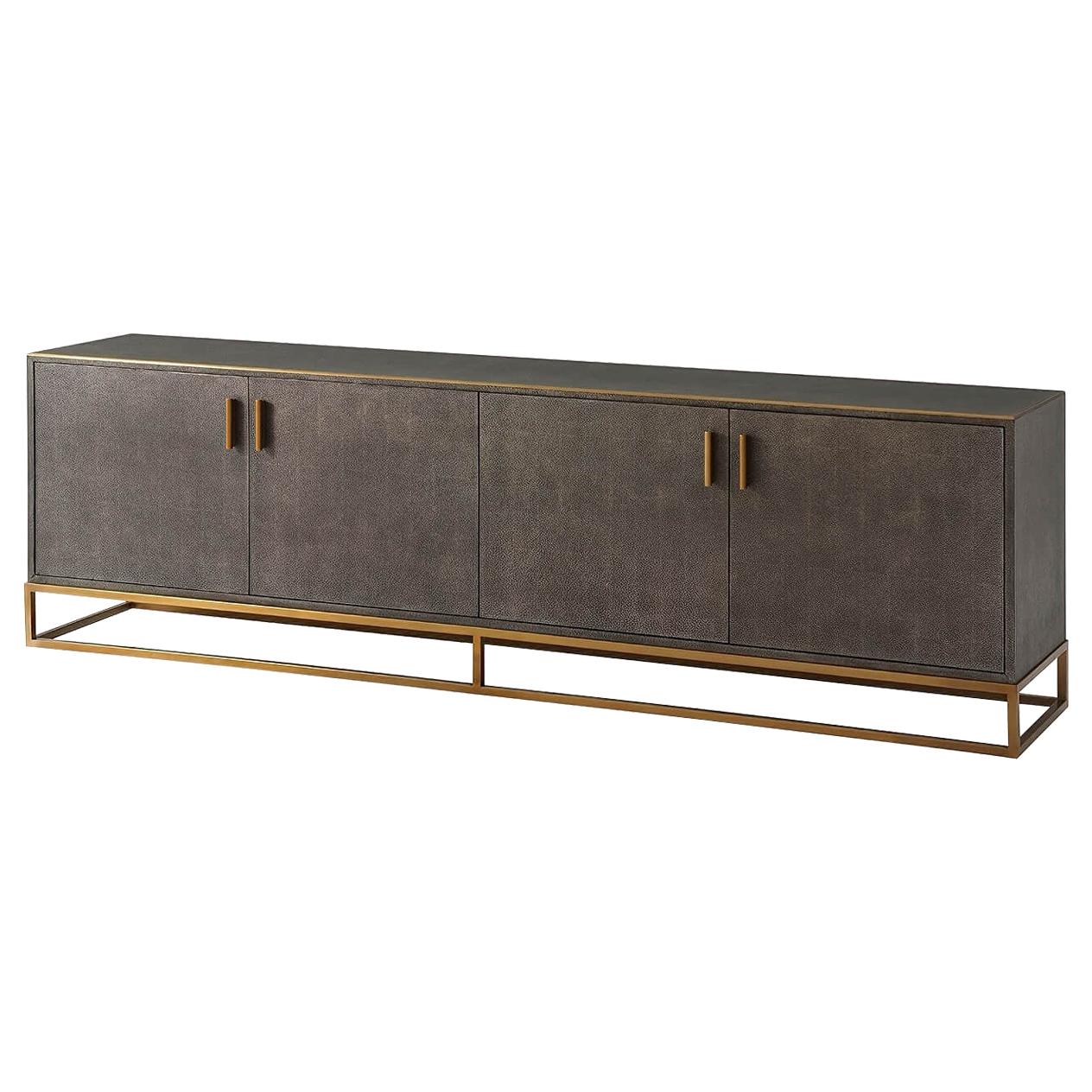 Modern Leather Wrapped Media Console at 1stDibs