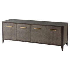 Modern Leather Wrapped Media Cabinet