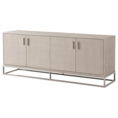 Modern Leather Wrapped Media Console