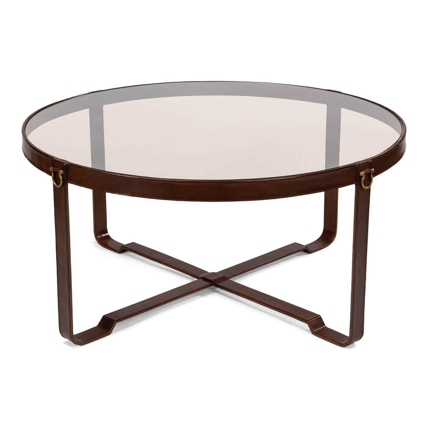 leather and glass coffee table