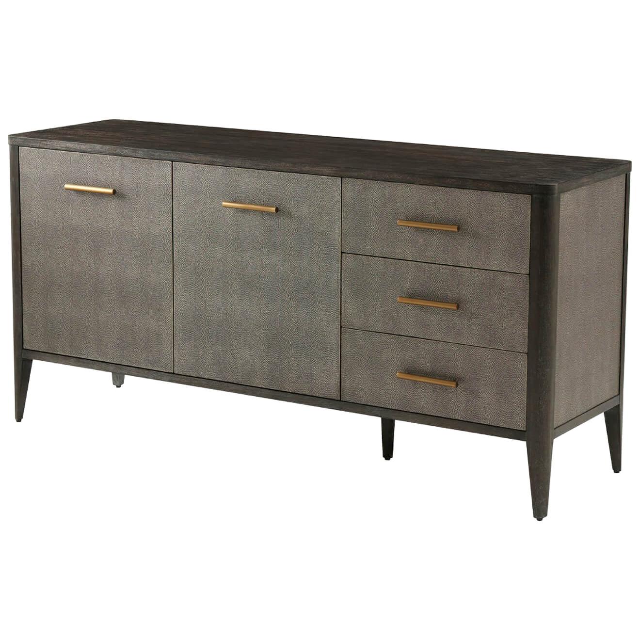 Modern Leather Wrapped Sideboard, Tempest Dark