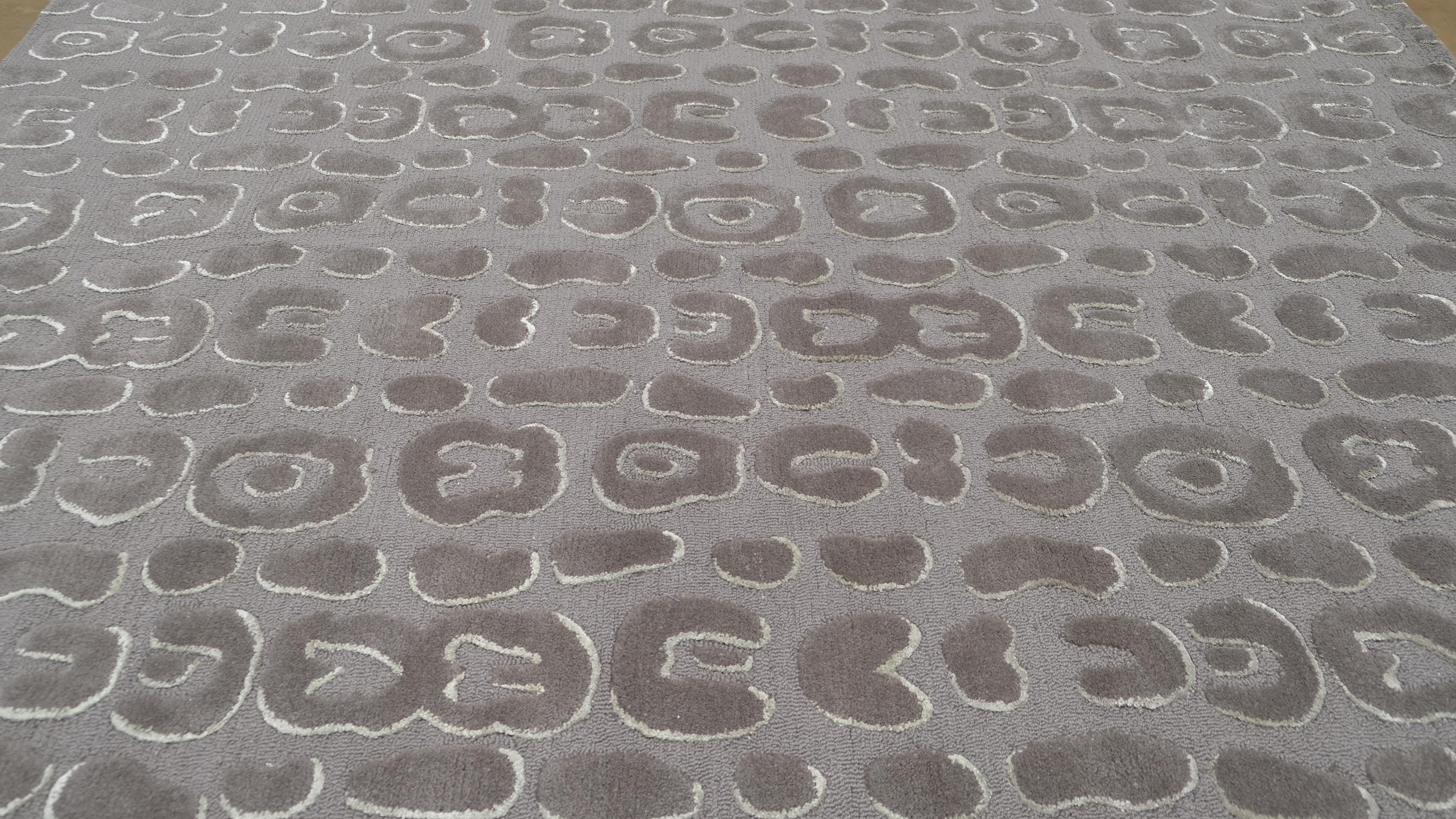 Modernes Leoparden-Design Anthrazitgrau  Wollteppich 8'x10' im Zustand „Neu“ im Angebot in Torrance, CA