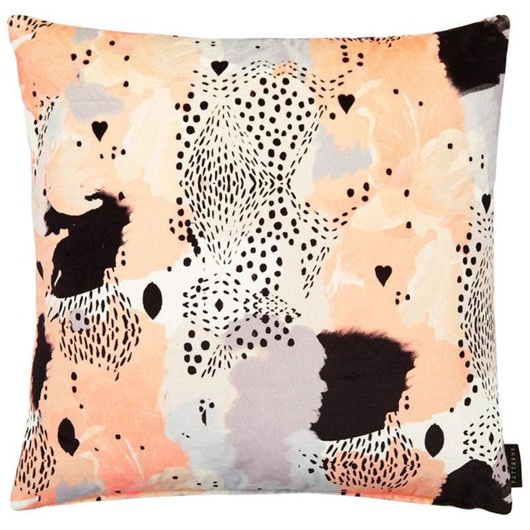 British Modern Leopard Print Cotton Velvet Cushion by 17 Patterns For Sale