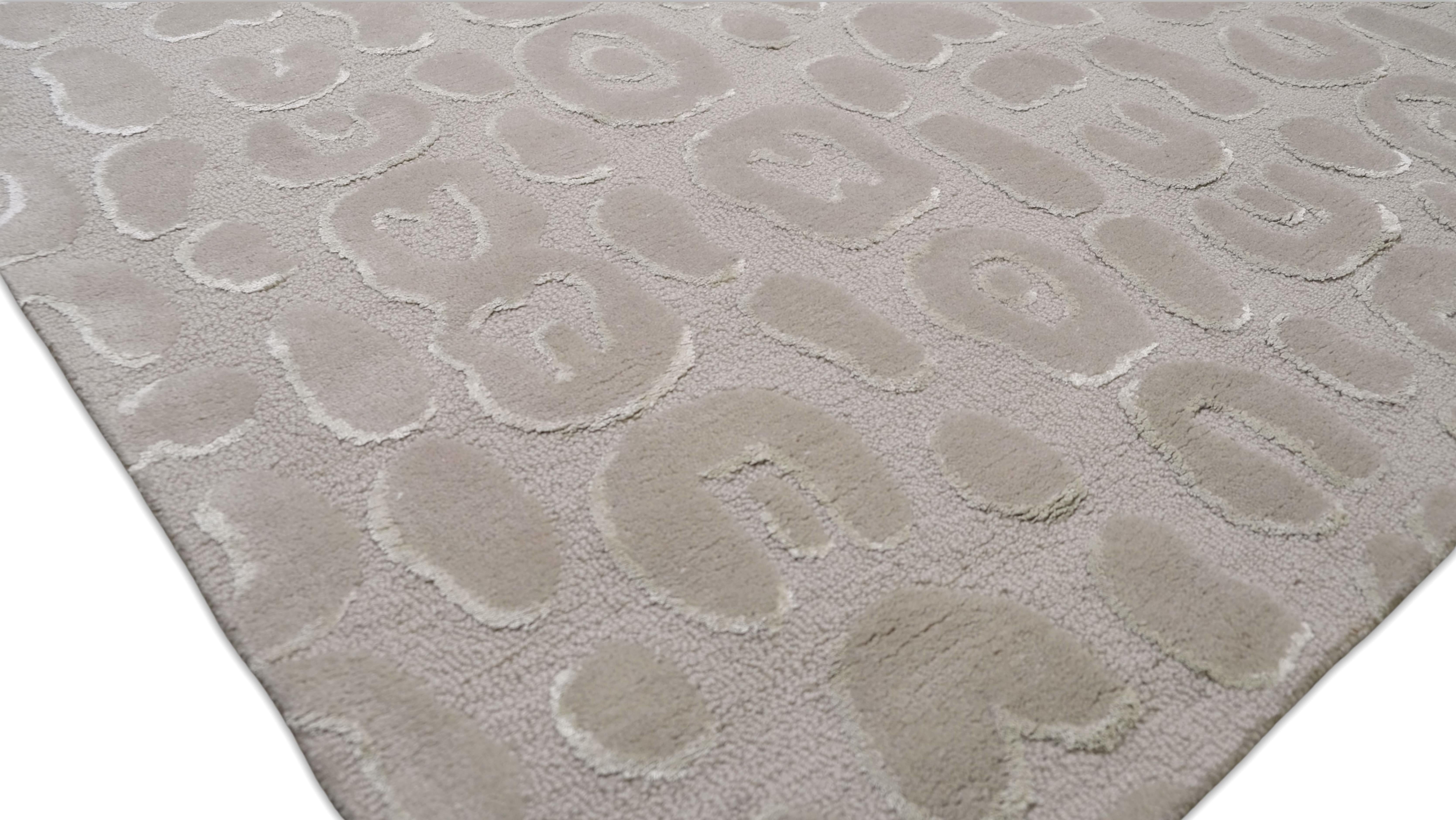XXIe siècle et contemporain Tapis moderne texturé léopard beige et gris fait à la main 6'x9' en vente