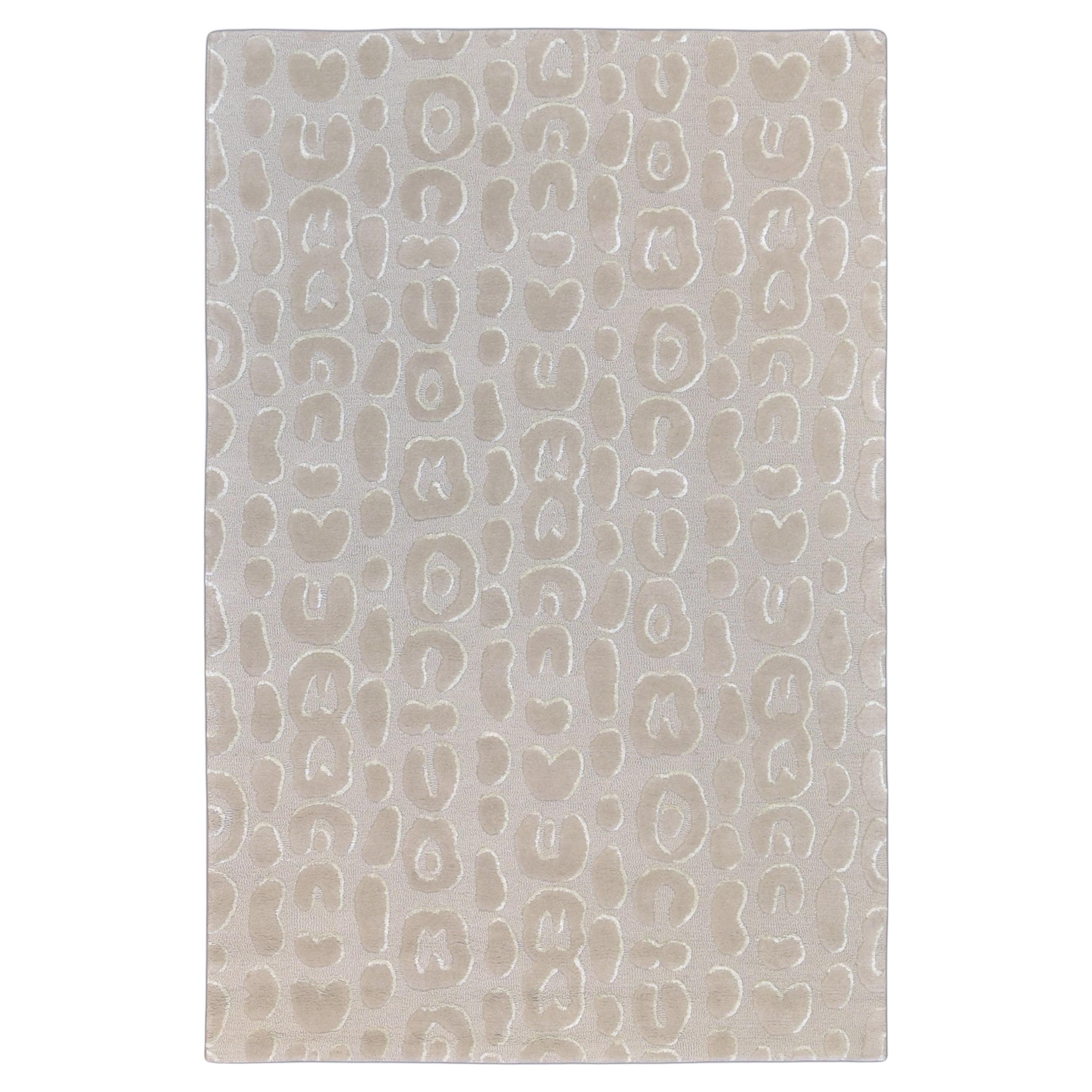 Tapis moderne texturé léopard beige et gris fait à la main 6'x9'