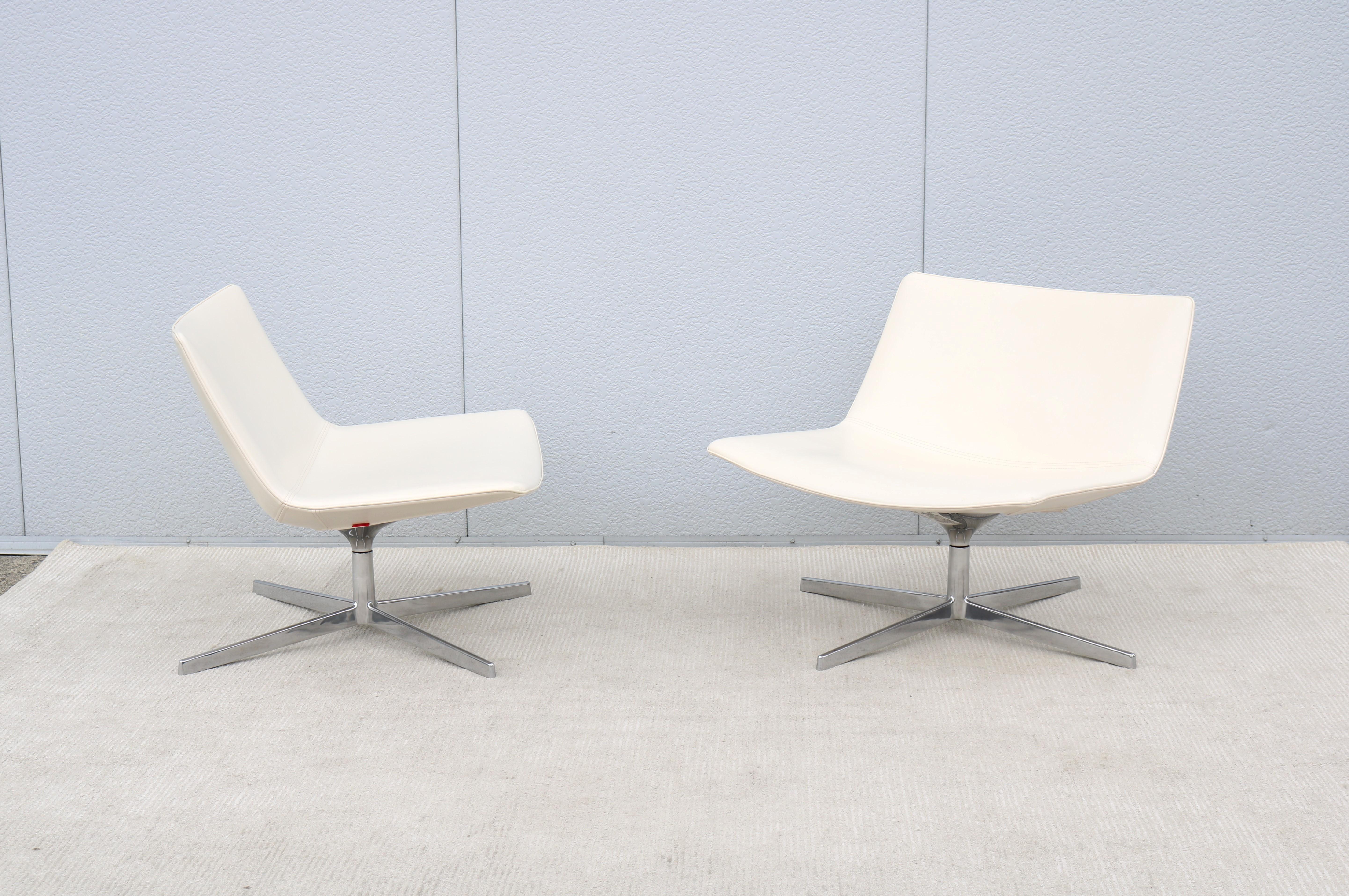 Italian Modern Lievore Altherr Molina for Arper Catifa 80 Swivel Lounge Chairs - a Pair