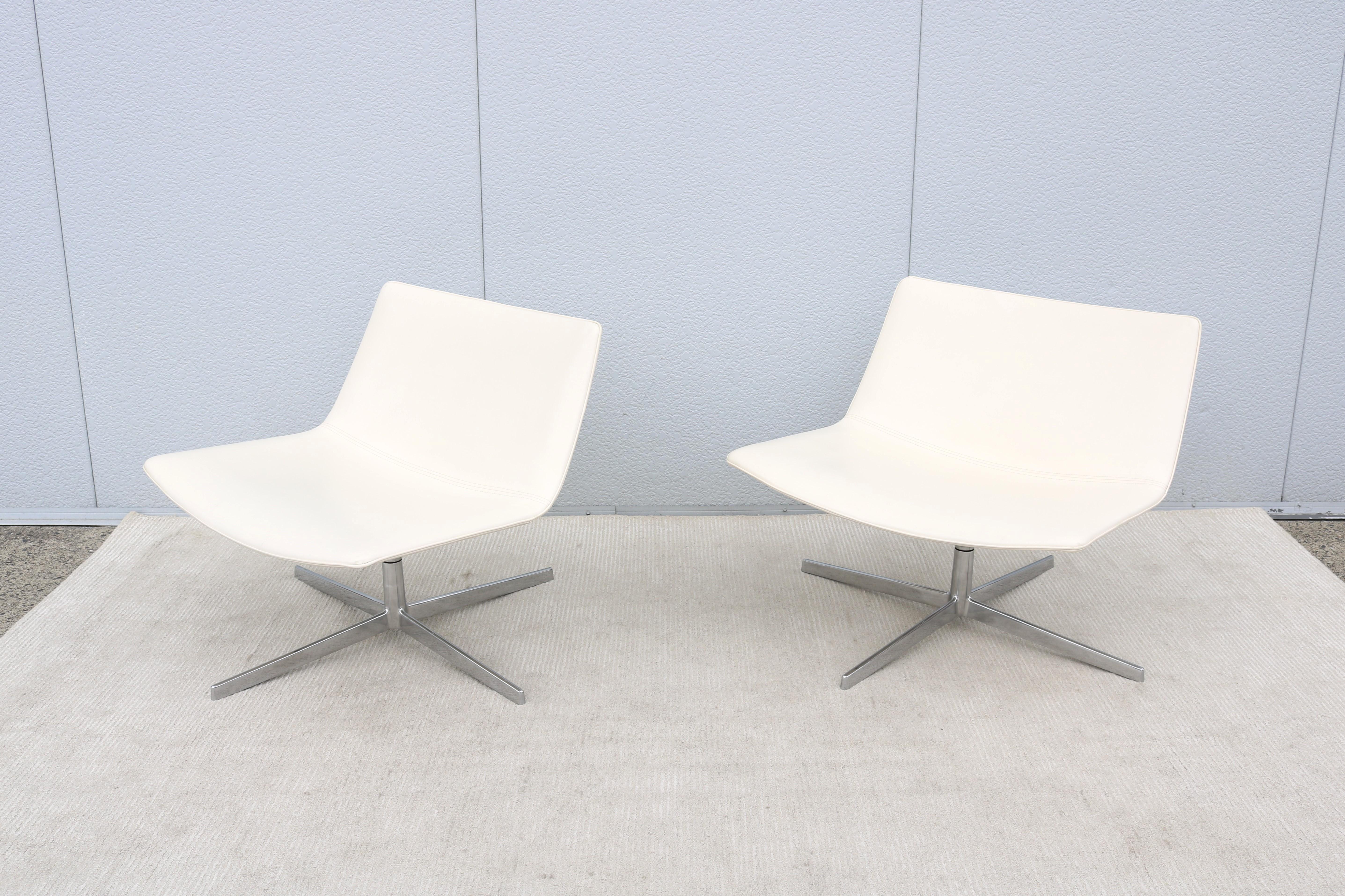 Polished Modern Lievore Altherr Molina for Arper Catifa 80 Swivel Lounge Chairs - a Pair