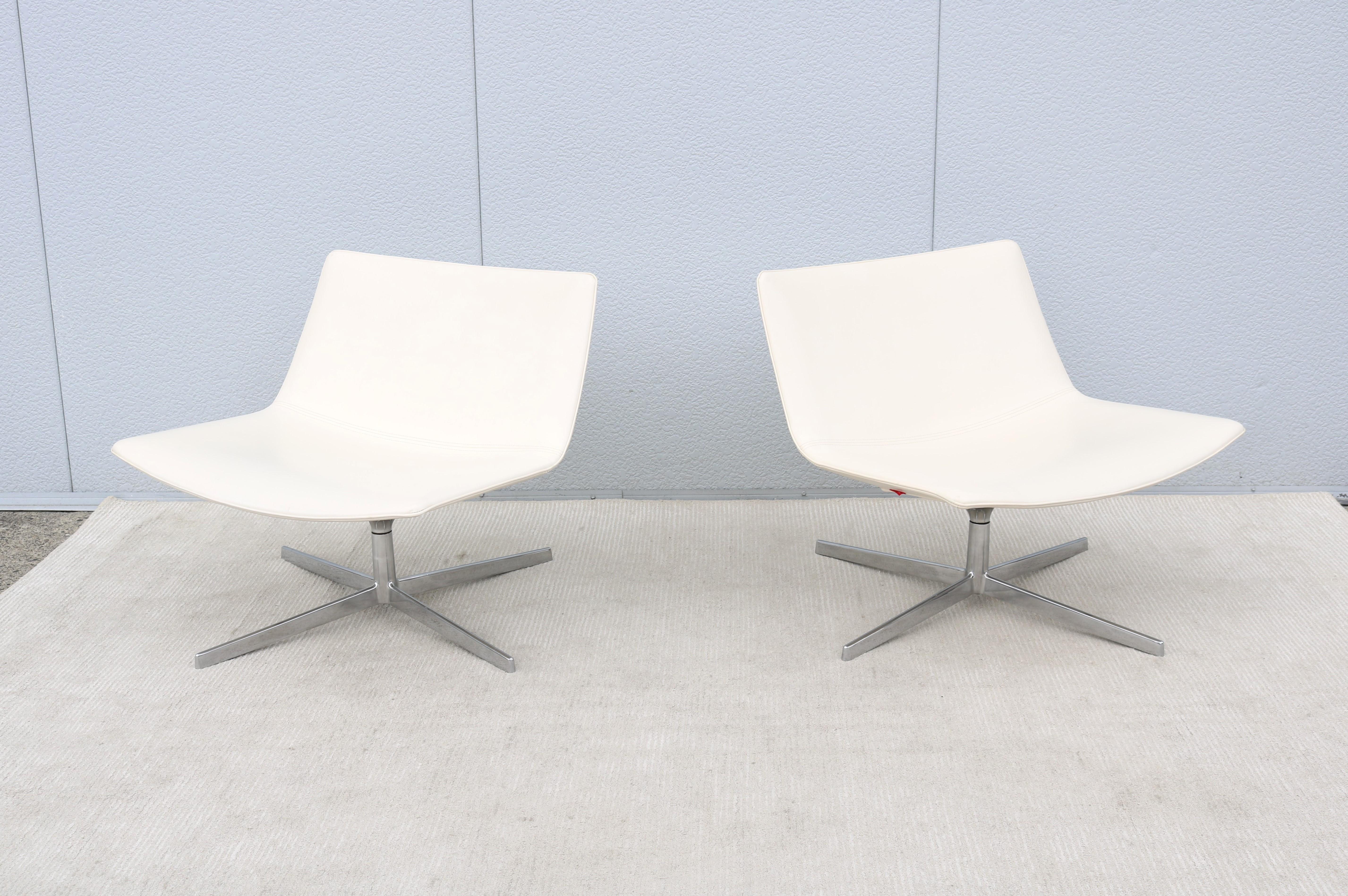 Contemporary Modern Lievore Altherr Molina for Arper Catifa 80 Swivel Lounge Chairs - a Pair