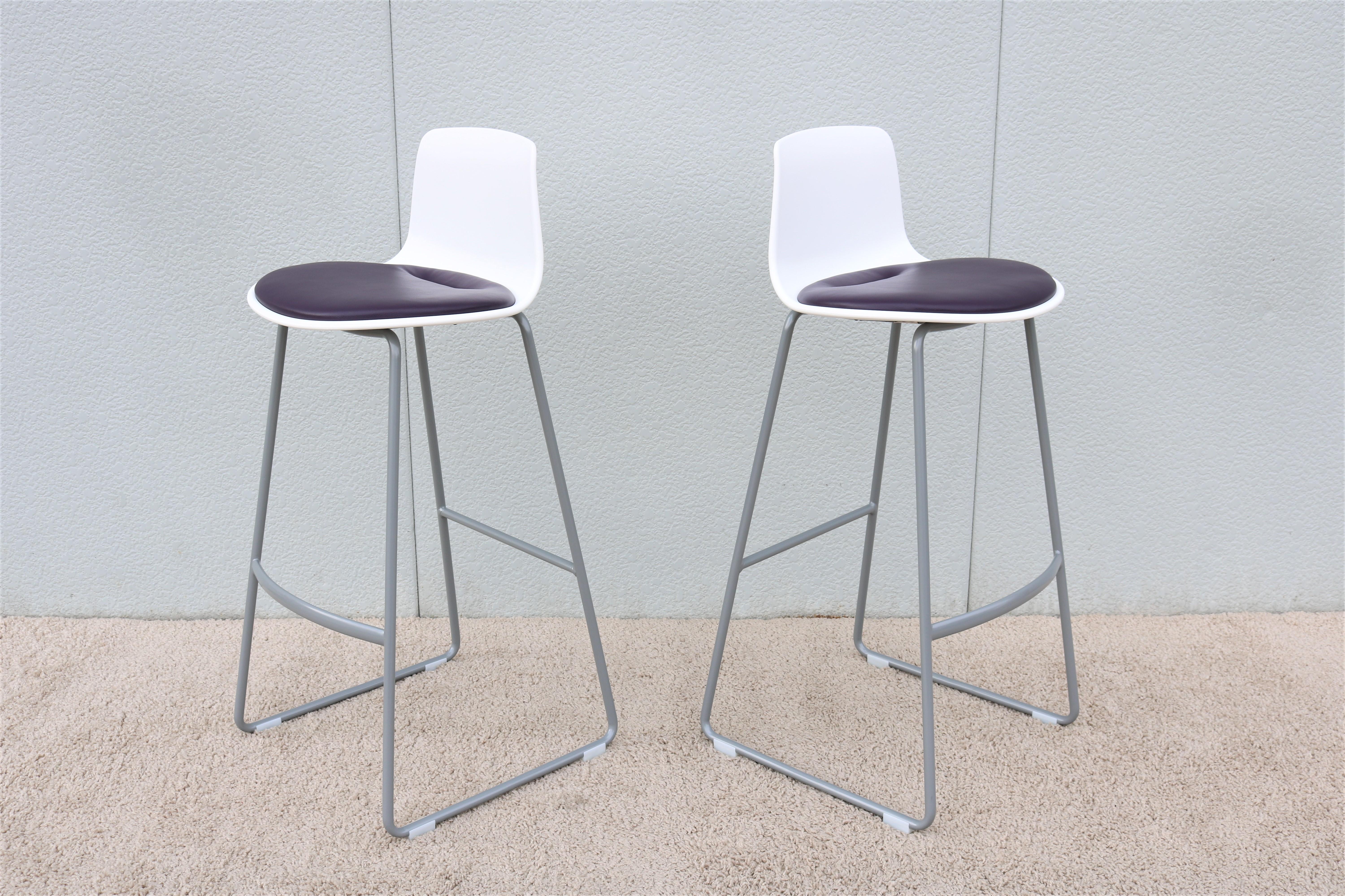 Molded Modern Lievore Altherr Molina for Coalesse Enea Lottus Bar Stools New, a Pair For Sale