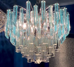 Modern Light Blu Crystal Prism Murano Glass Chandelier, 1970