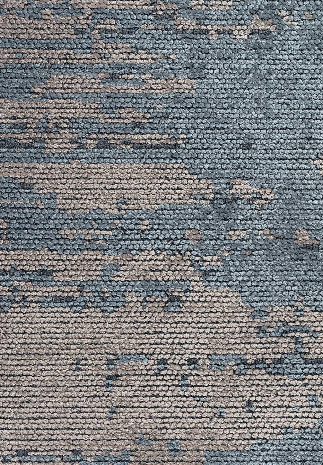 Moderner moderner hellblauer, graugrauer, cremefarbener, abstrakter Chenille-Teppich ohne Fransen auf Lager im Zustand „Neu“ im Angebot in New York, NY
