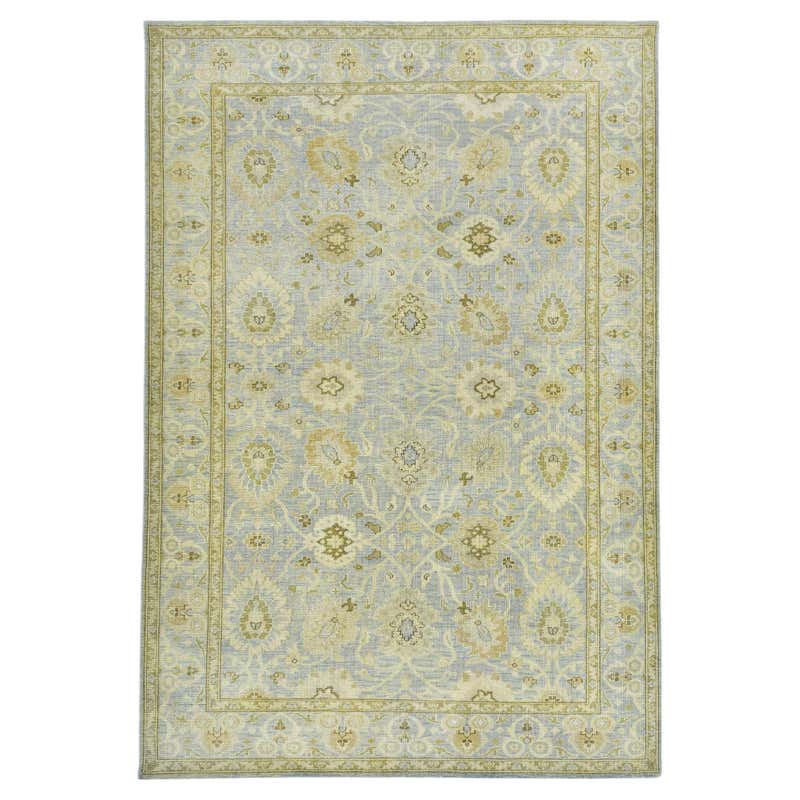 One-of-a-kind Hand Made Contemporary Eclectic Light Blue Area Rug For ...