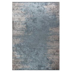 Alfombra moderna de chenilla azul claro plateada abstracta sin flecos Lista para enviar