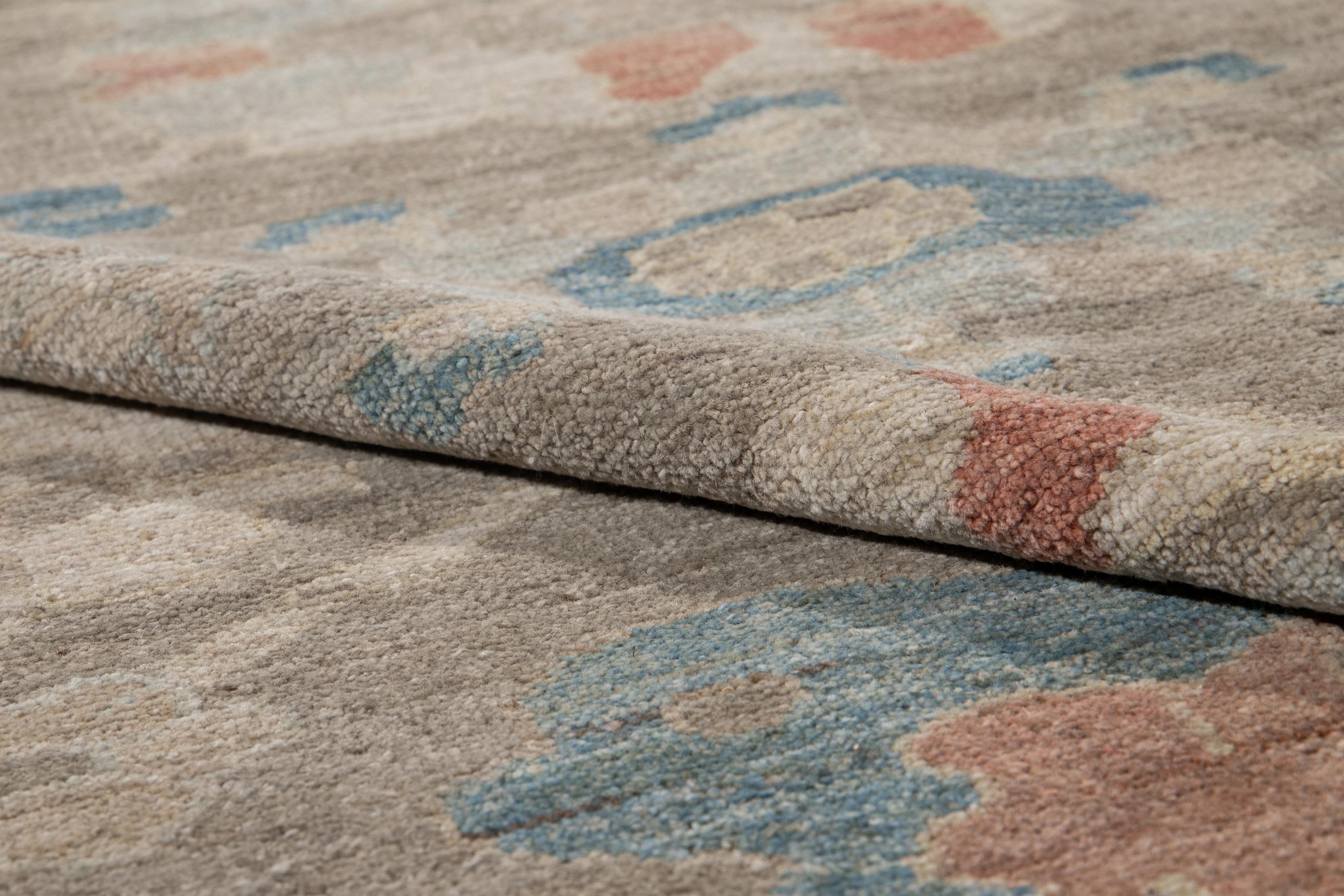 Alfombra Moderna de Lana Floral Marrón Claro Sultanabad Hecha a Mano en Nuevo estado para la venta en Norwalk, CT