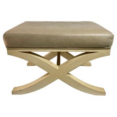 Modern Light Finish X Pattern Bench Ottoman