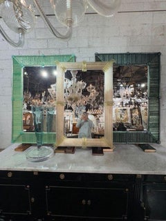 Modern Light Gold Murano Twist Glass Mirror