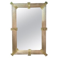 Modern Light Gold Murano Twist Glass Mirror