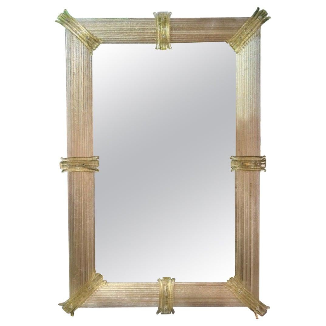 Modern Light Gold Murano Twist Glass Mirror For Sale